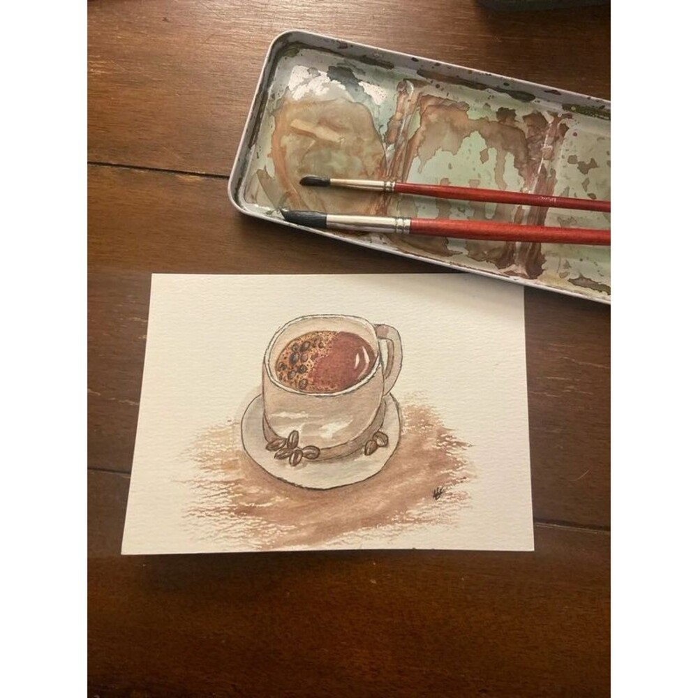 5x7 watercolor Coffee Decor Art House Wall decor